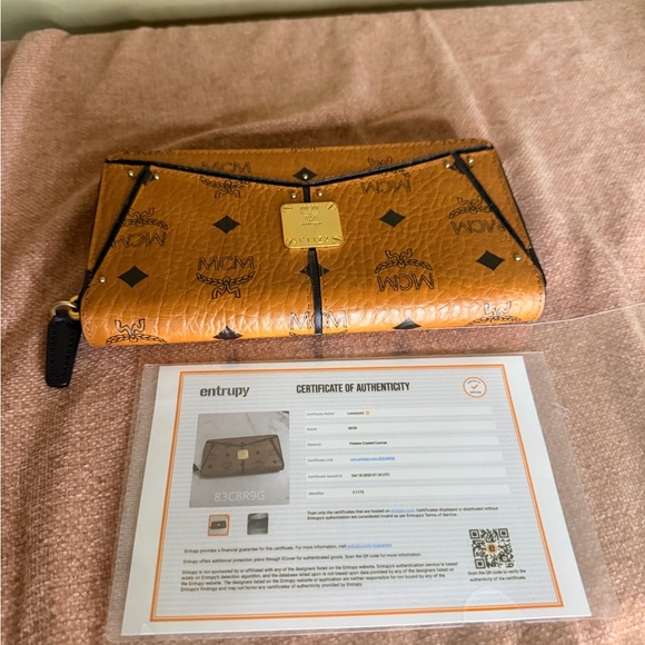 MCM Cognac Visetos Zip around Wallet - Picture 2 of 16